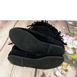 Minnetonka Suede Three-Layer Fringe Moccasin Boots 8